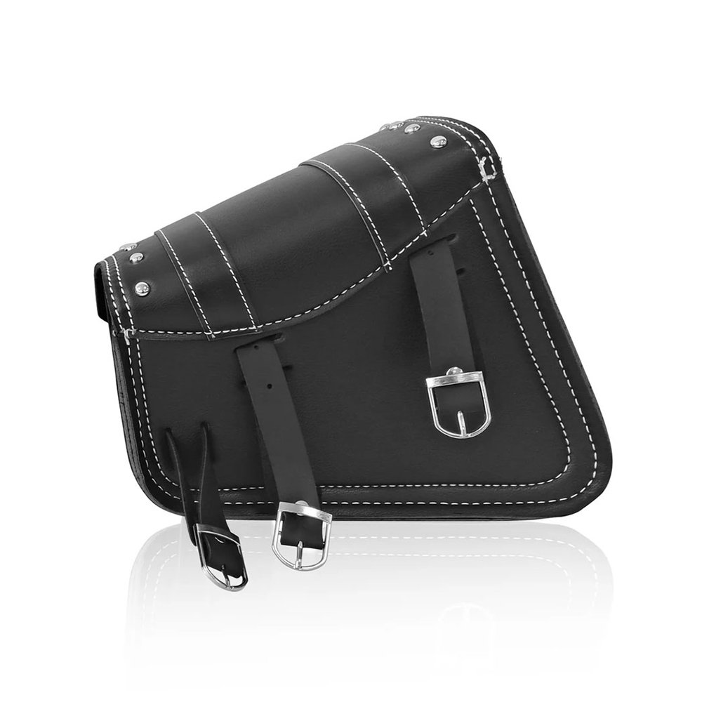Black Leather Motorcycle Saddle Bag - Image 2