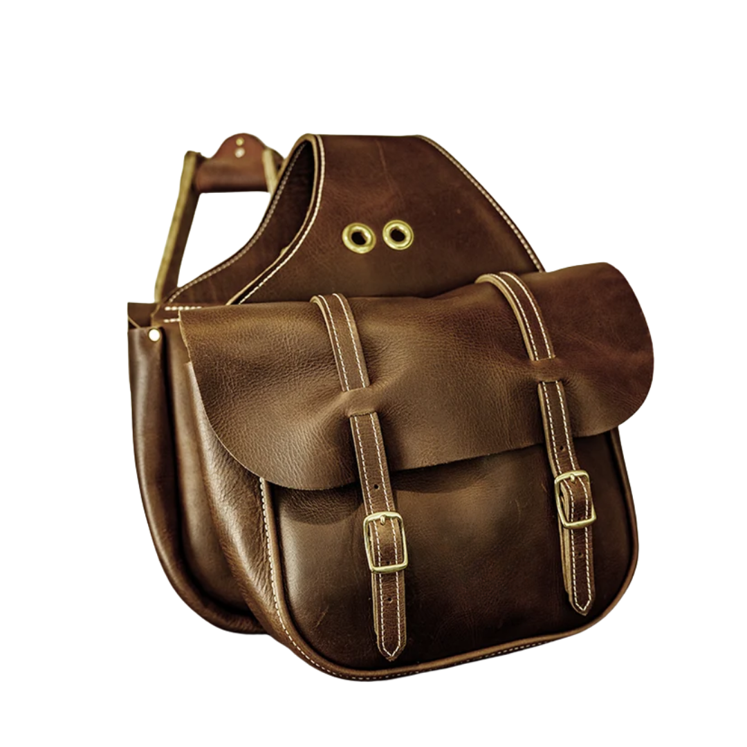 Premium Brown Leather Saddle Bag - Image 2
