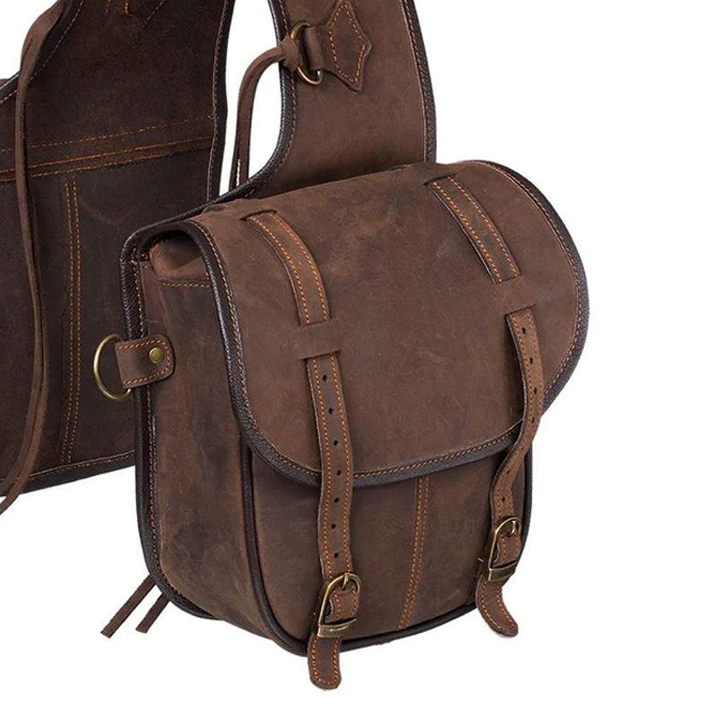 Premium Brown Leather Saddle Bags - Image 2