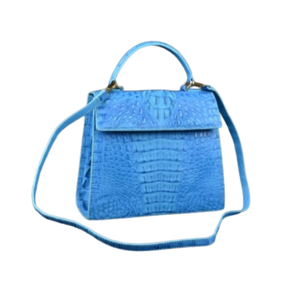 Blue Crocodile-Texture Handbag