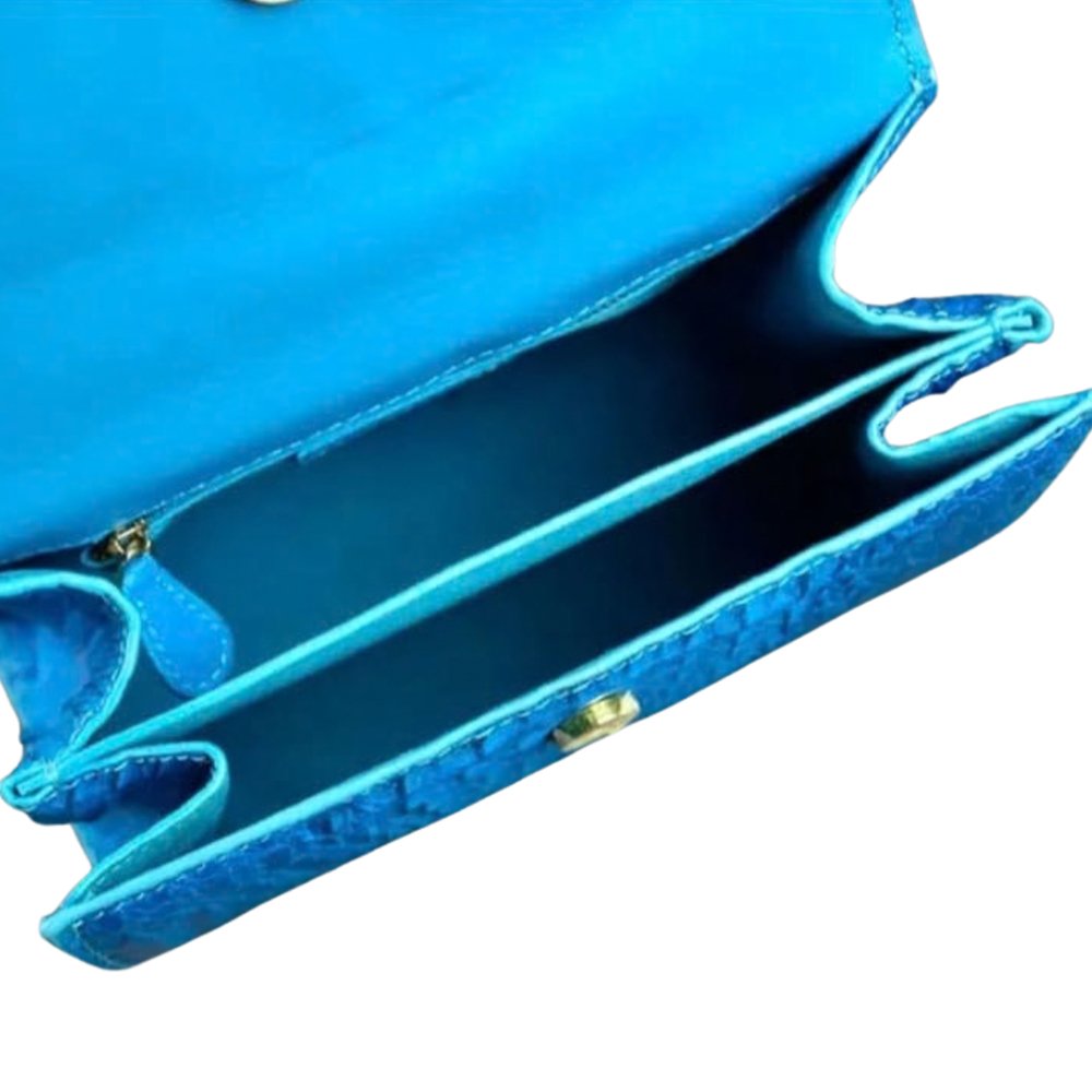 Blue Crocodile-Texture Handbag