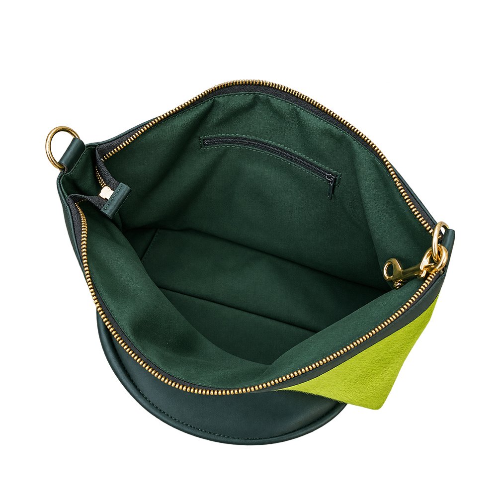 Lime Green Fur Clutch Bag with Gold-Tone Hardware