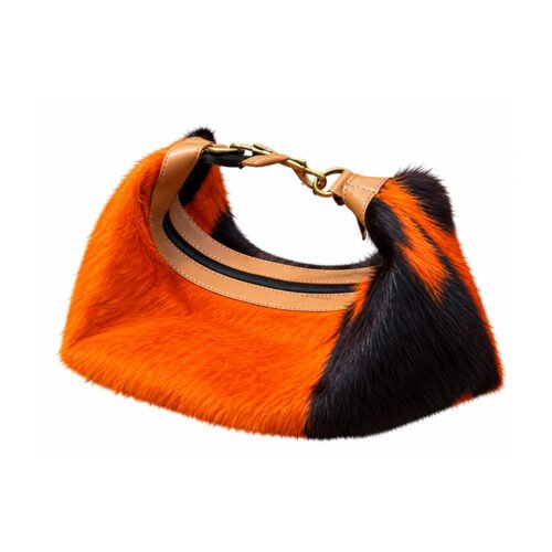 Orange and Black Hair-On Hide Shoulder Bag