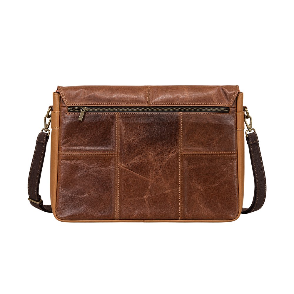 Vintage Brown Leather Messenger Bag - Image 2