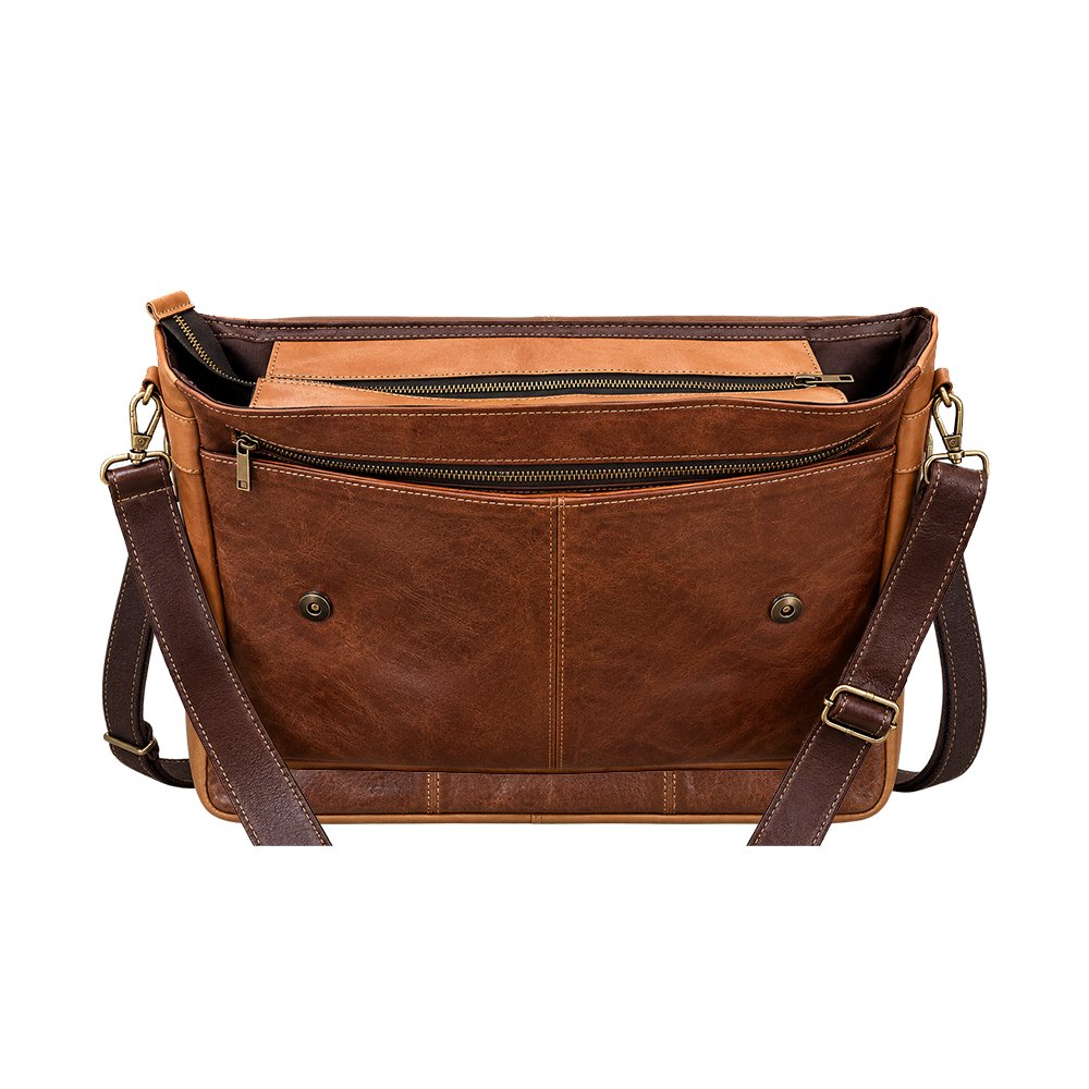 Vintage Brown Leather Messenger Bag - Image 3