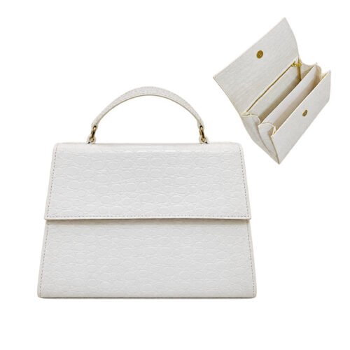 White Crocodile-Texture Handbag