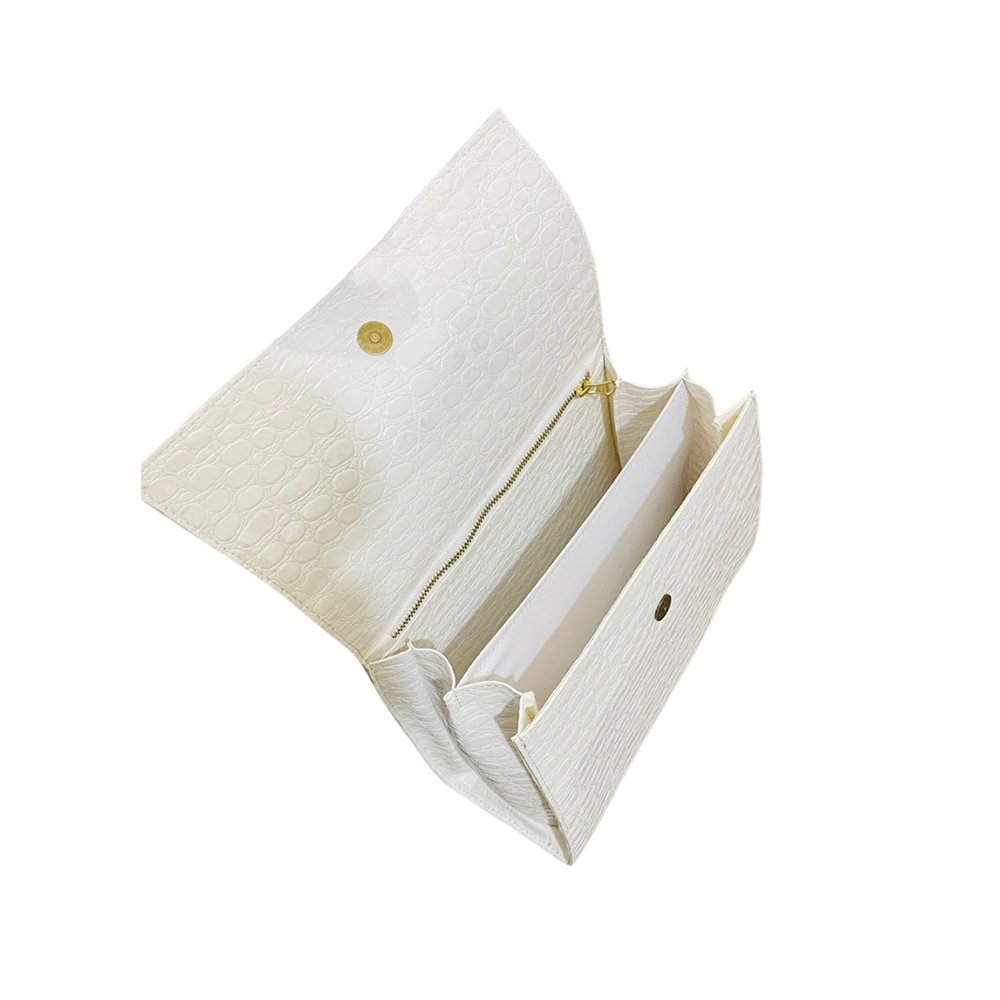 White Crocodile-Texture Handbag