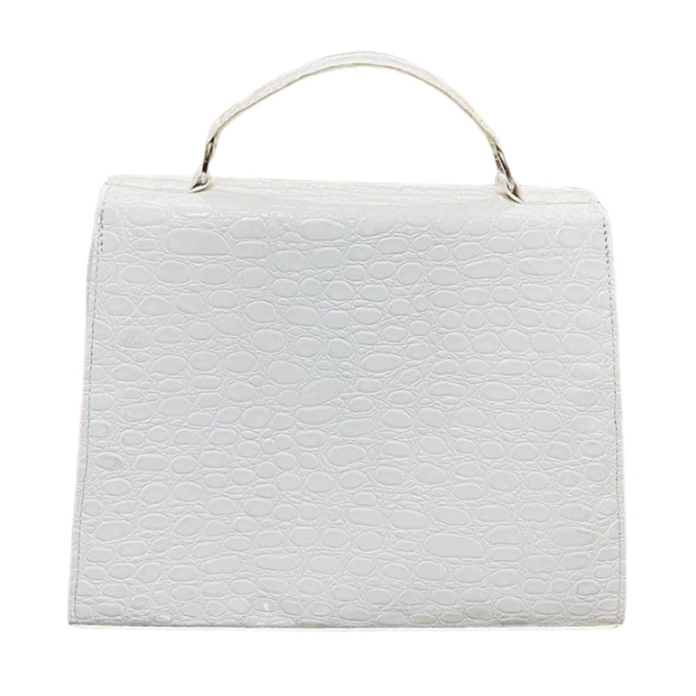White Crocodile-Texture Handbag