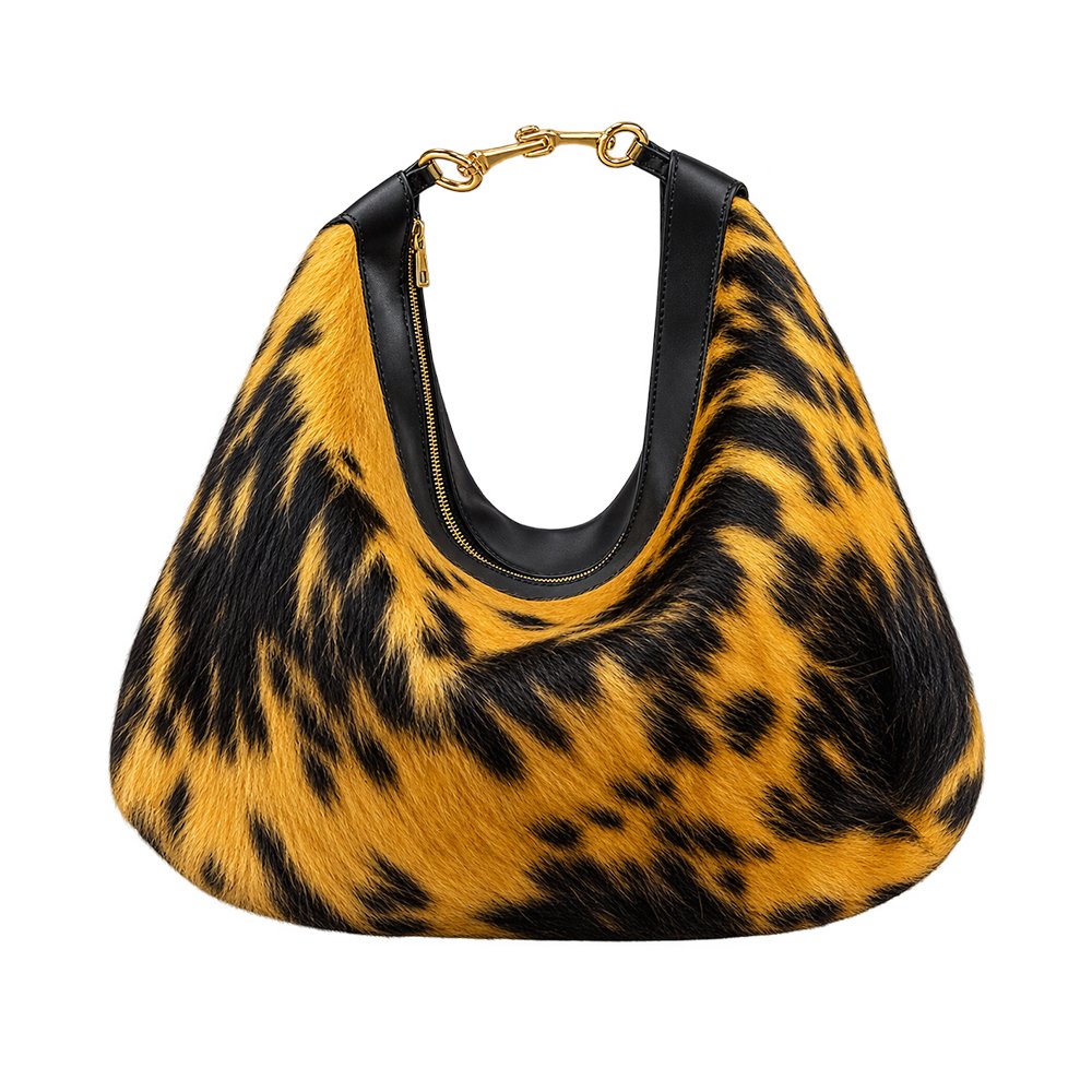 Yellow and Black Fur Shoulder Bag