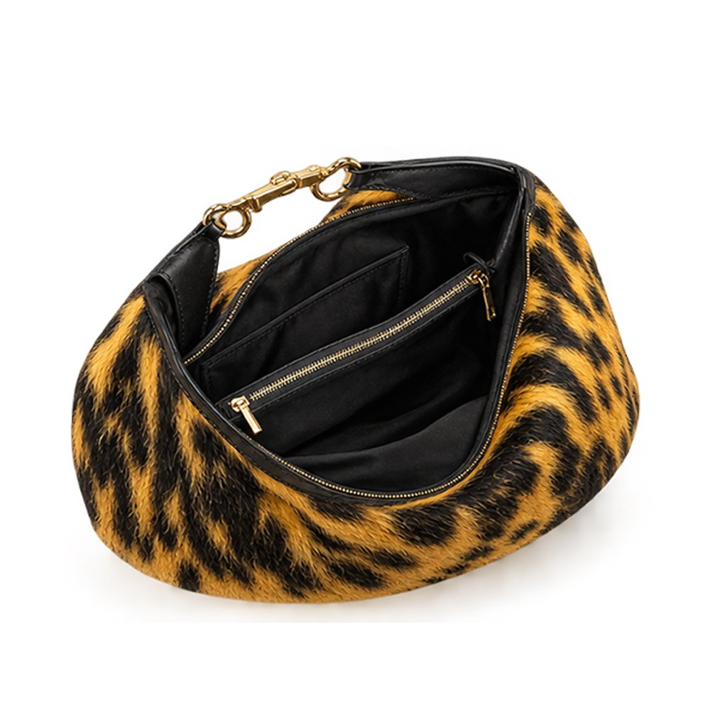 Yellow and Black Fur Shoulder Bag