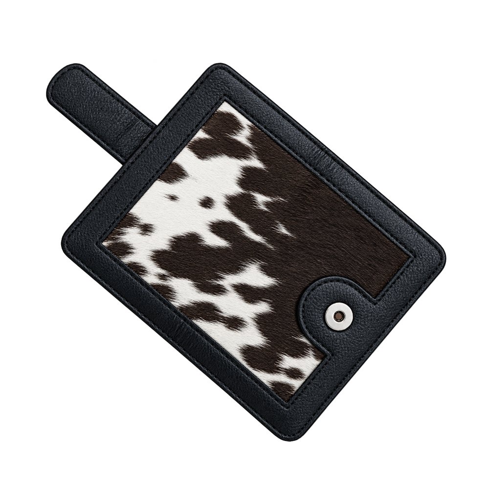 Premium Black Leather Wallet with Cow Print Design - Image 3
