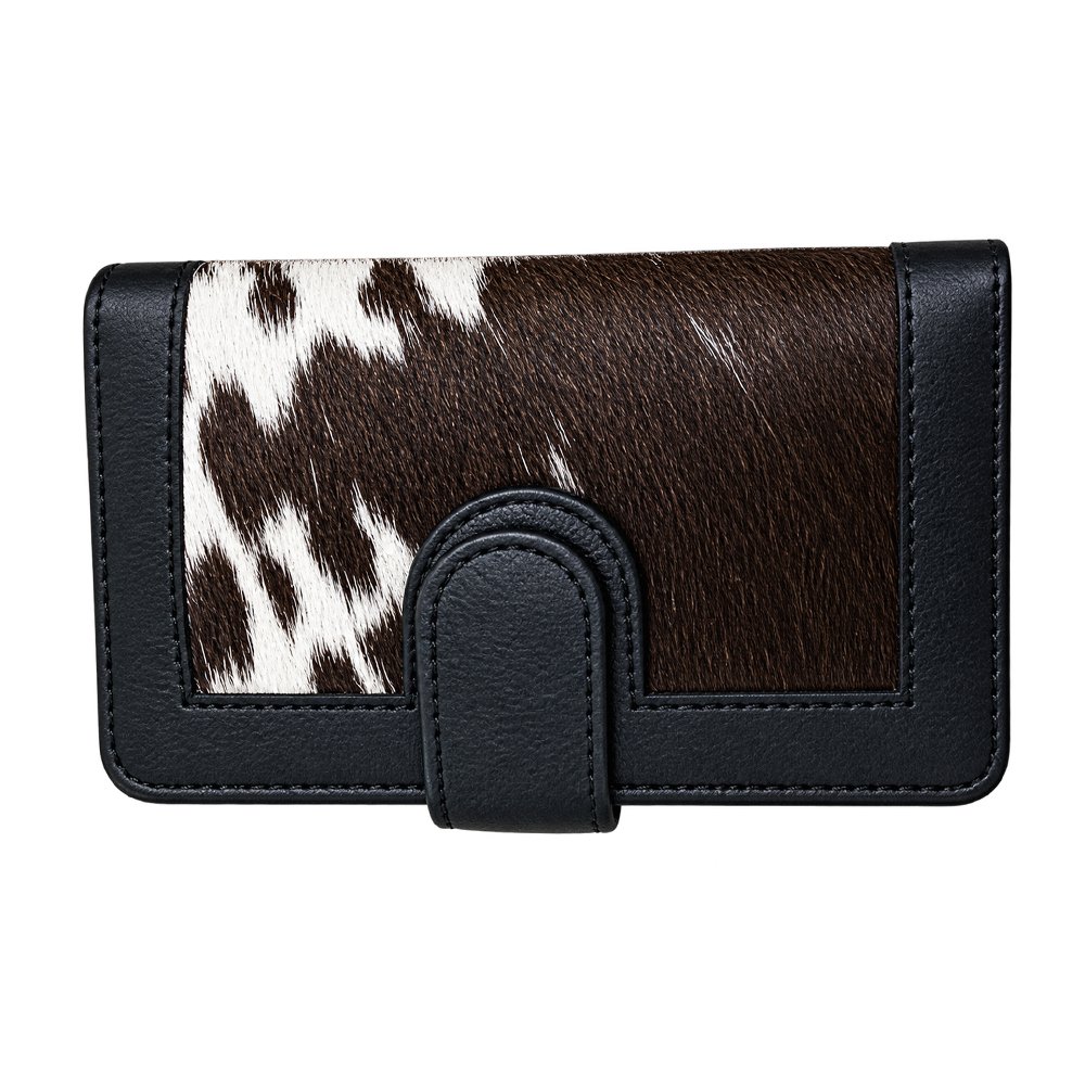 Premium Black Leather Wallet with Cow Print Design - Image 2